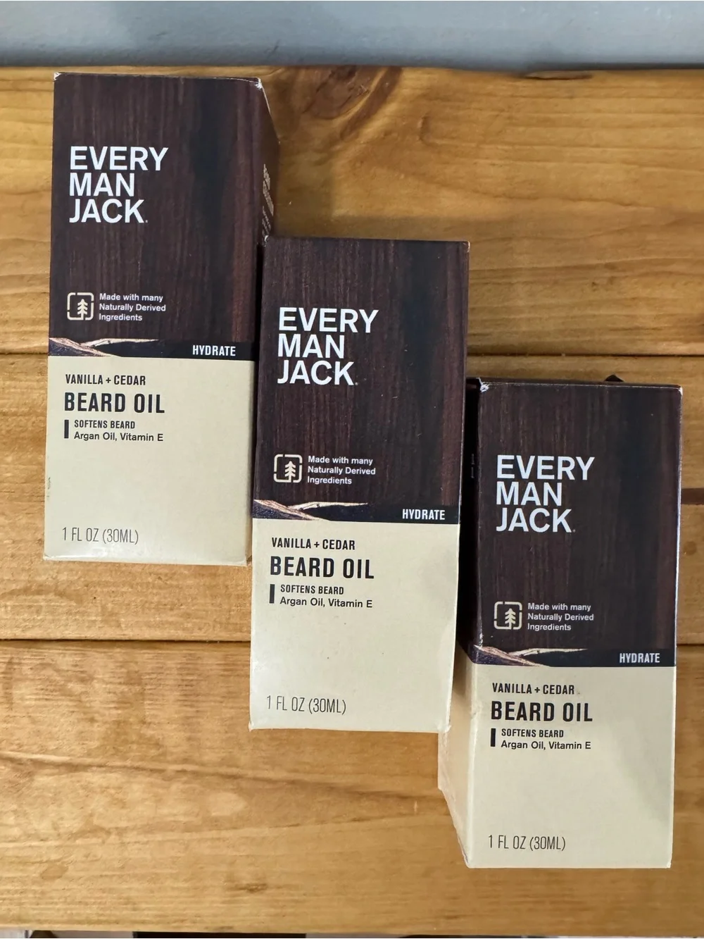 Every Man Jack Vanilla + Cedar Beard Oil - 3 Pack